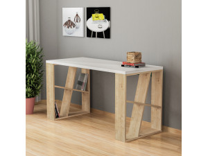 Bureau en bois "Honey" - 140 x 60 x 75 cm - Chêne blanc 2