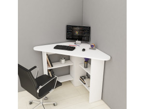 Bureau en bois "Corner " - 80 x 80 x 73 cm - Blanc 2