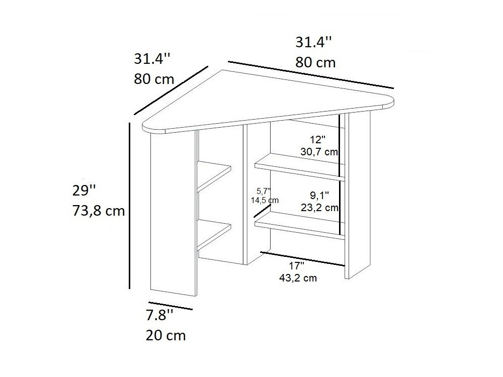 Bureau en bois "Corner " - 80 x 80 x 73 cm - Blanc