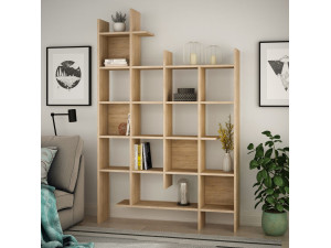 Bibliothèque en bois "Manco" - 122 x 25 x 188 cm - Chêne 2