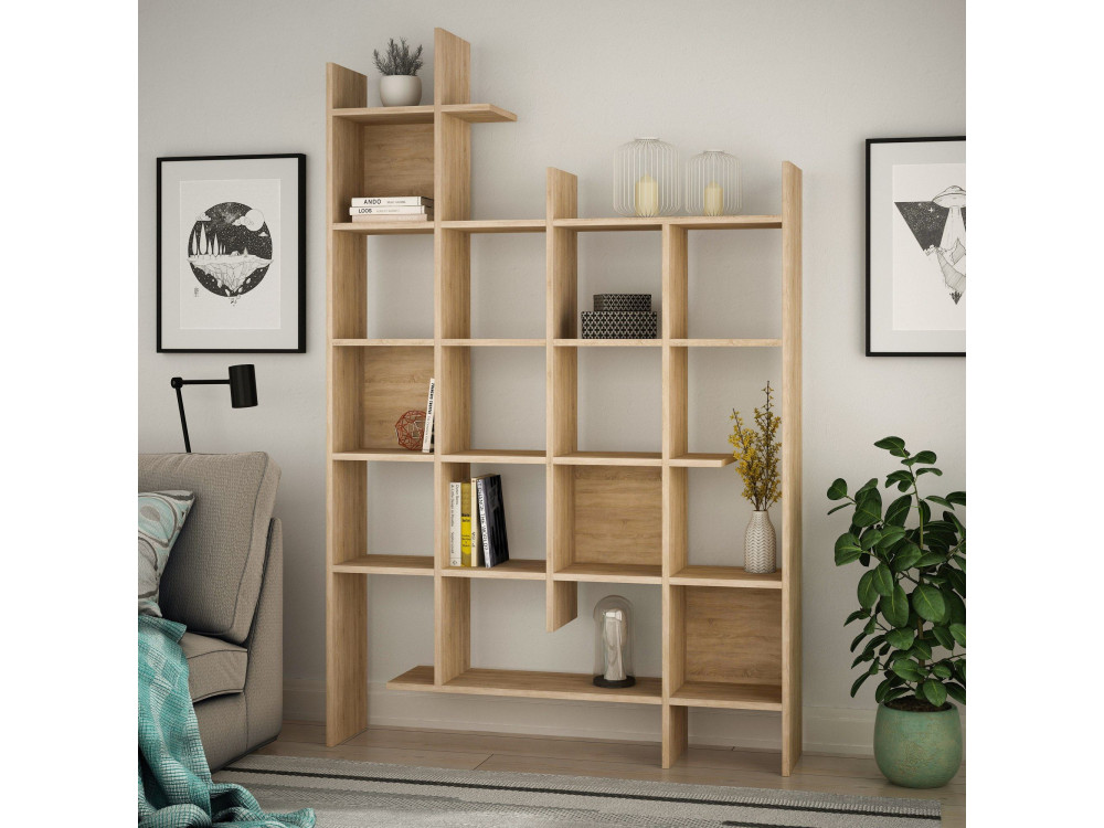 Bibliothèque en bois "Manco" - 122 x 25 x 188 cm - Chêne