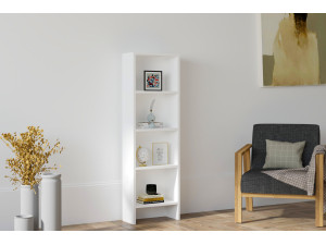 Bibliothèque en bois "Barkin" - 40 x 19 x 150 cm - Blanc 2