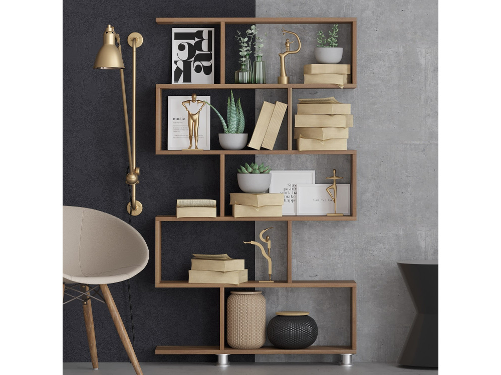 Bibliothèque en bois "Nilüfer" 90 x 20 x 156 cm - Noyer