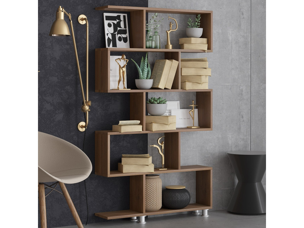 Bibliothèque en bois "Nilüfer" 90 x 20 x 156 cm - Noyer
