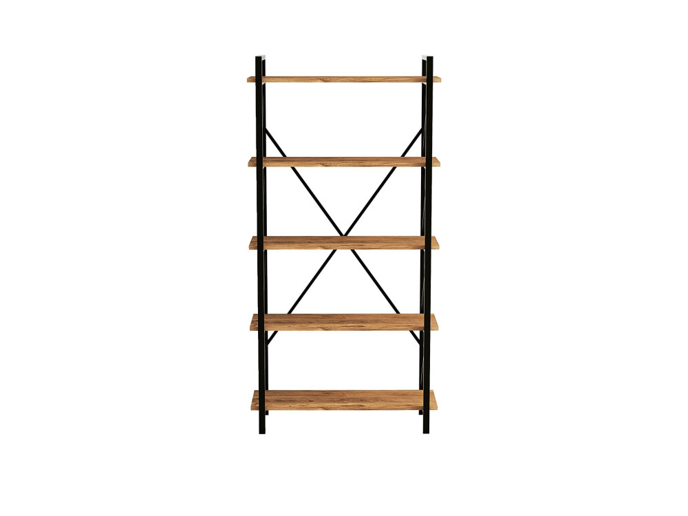 Bibliothèque en bois "Nero" - 90 x 33 x 180 cm - Pin atlantiqueNoir