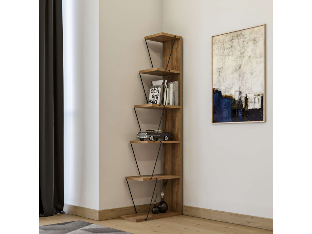 Bibliothèque en bois "Nove" - 50 x 22 x 150 cm - Marron