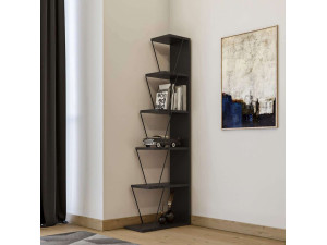 Bibliothèque en bois "Melinos" - 50 x 22 x 150 cm - Gris anthracite 2