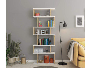 Bibliothèque en bois "Bates" - 60 x 19 x 160 cm - Chêne blanc 2