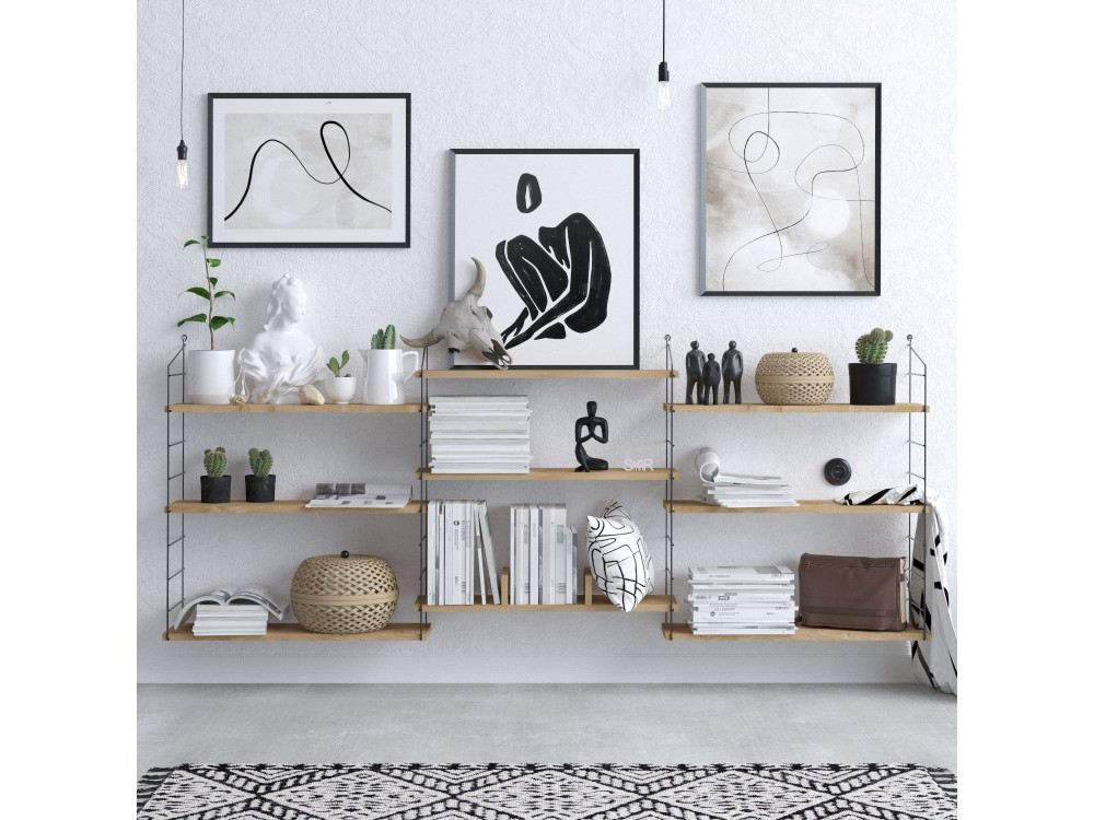 Bibliothèque en bois "Laba" - 216 x 20 x 85 cm - Chêne
