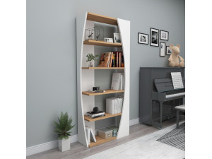 Bibliothèque en bois "Selge " - 63 x 23 x 150 cm - Pin atlantiqueBlanc 2