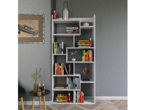Bibliothèque en bois "Kuttap" - 90 x 22 x 182 cm - Blanc 2