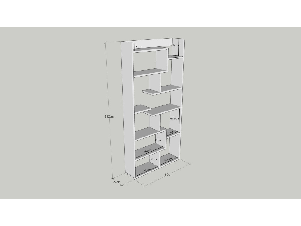 Bibliothèque en bois "Kuttap" - 90 x 22 x 182 cm - Blanc