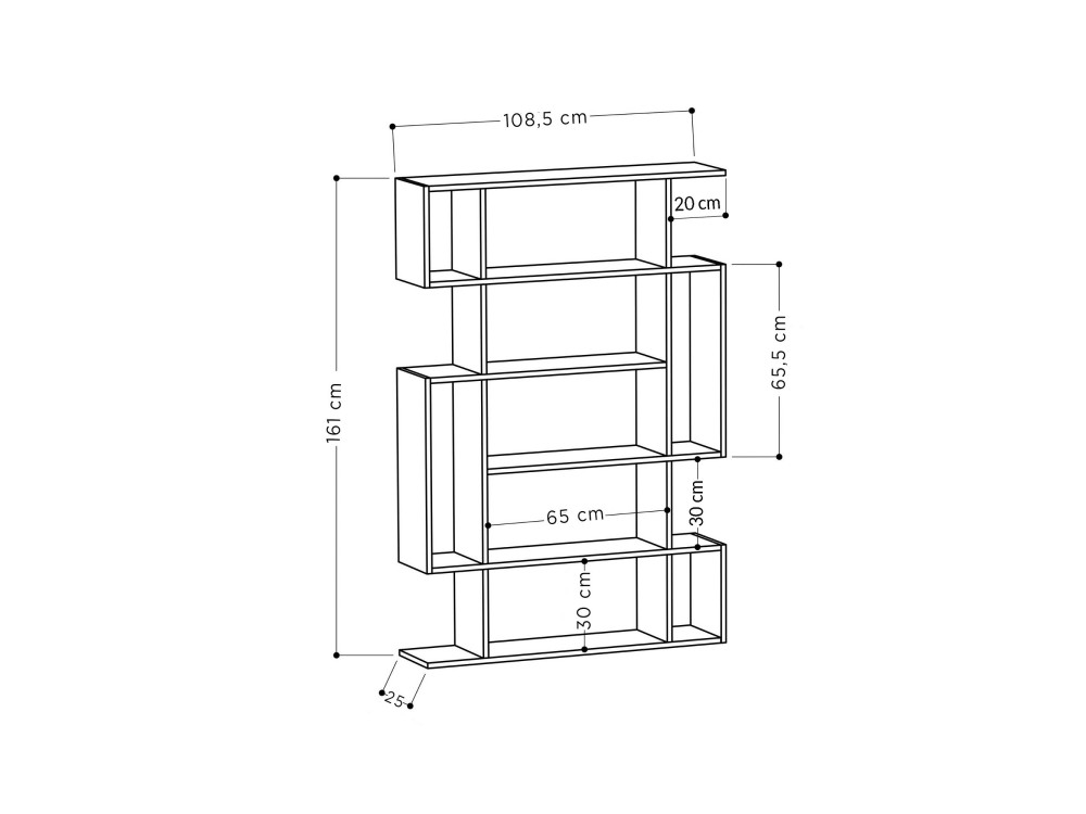 Bibliothèque en bois "Mito" 110 x 25,5 x 161 cm - Blanc