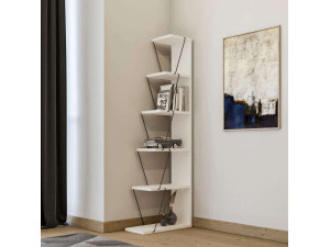 Bibliothèque en bois "Ayder" - 50 x 22 x 150 cm - Blanc 2