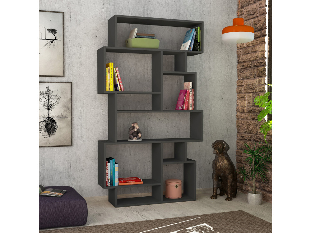 Bibliothèque en bois "Karmato" 96 x 25,5 x 168,5 cm - Anthracite