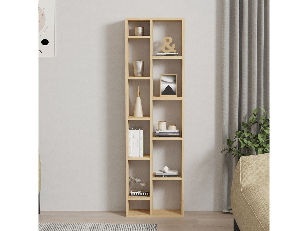 Bibliothèque en bois "Tomi" - 45 x 20 x 150 cm - Chêne Saphir