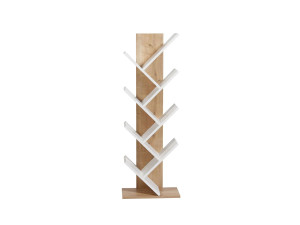 Bibliothèque en bois "Tuval 066" - 46 x 22 x 129 cm - Chêne, Blanc