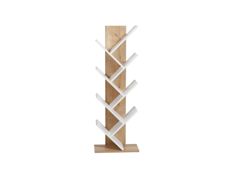 Bibliothèque en bois "Tuval 066" - 46 x 22 x 129 cm - Chêne, Blanc