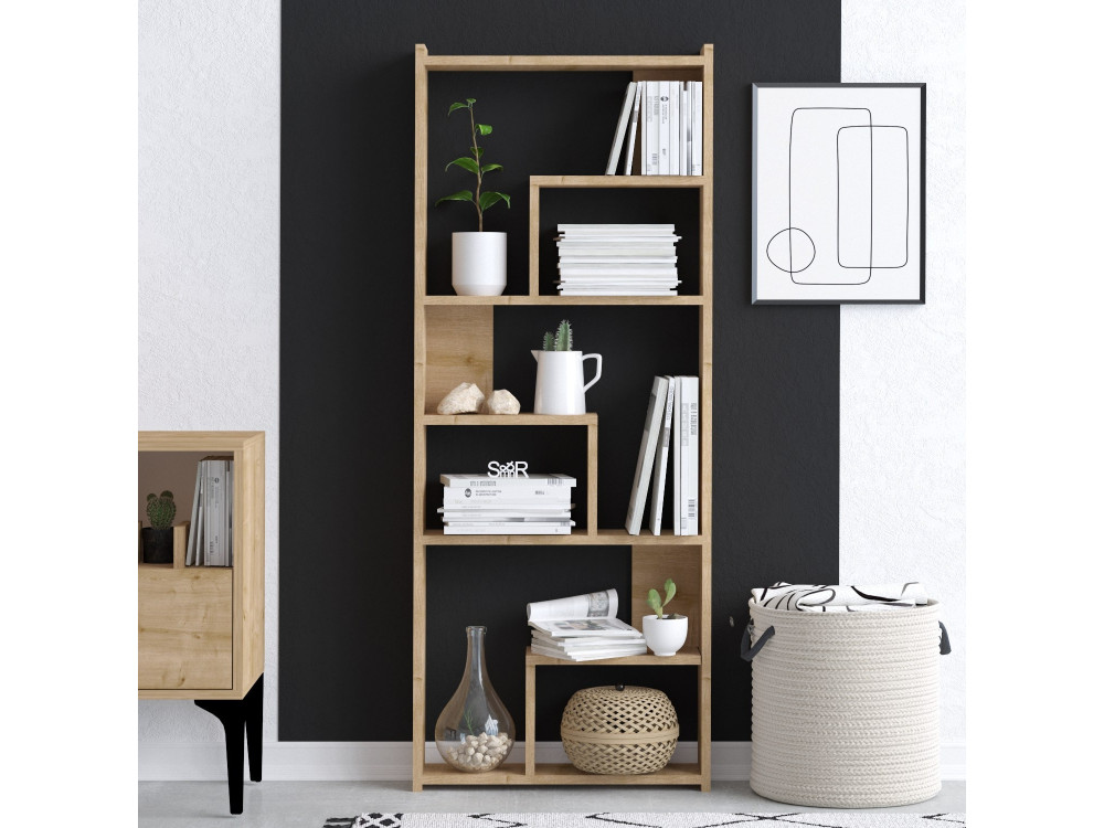 Bibliothèque en bois "Megg" - 60 x 15 x 150 cm - Chêne