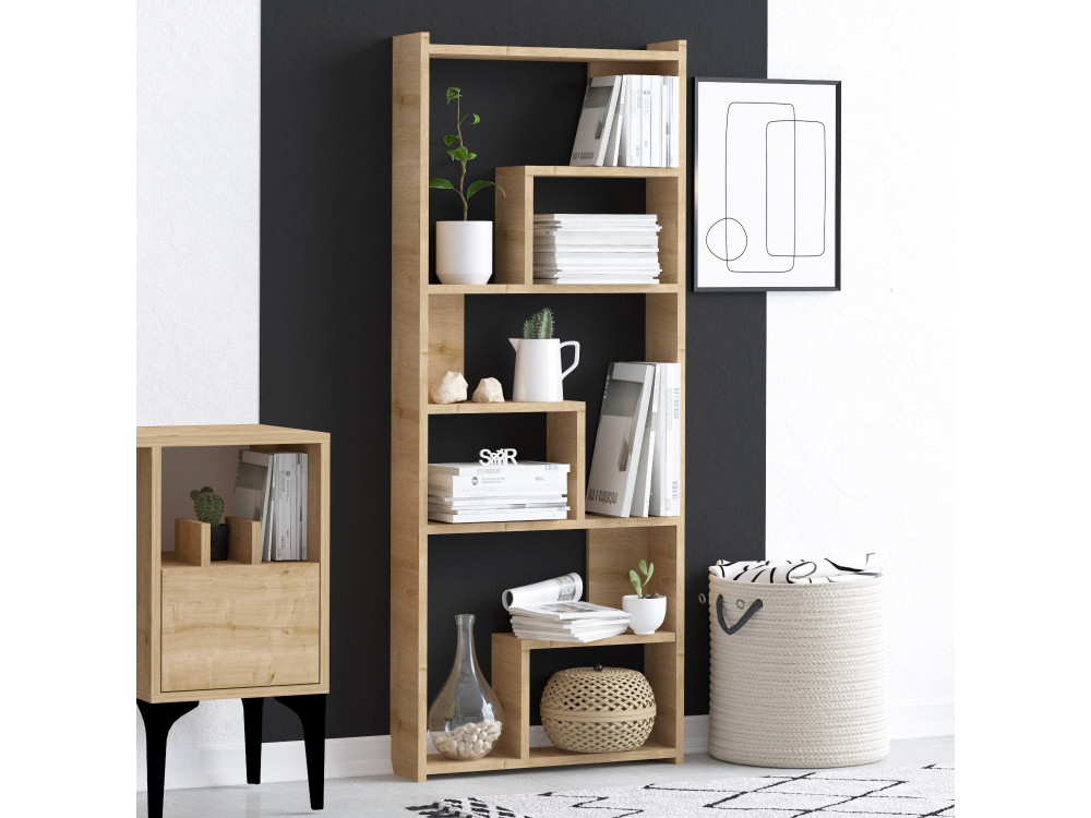 Bibliothèque en bois "Megg" - 60 x 15 x 150 cm - Chêne