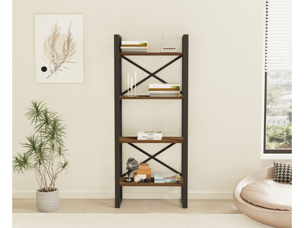 Bibliothèque en bois "Alaro" - 66 x 32 x 150 cm - Noyer