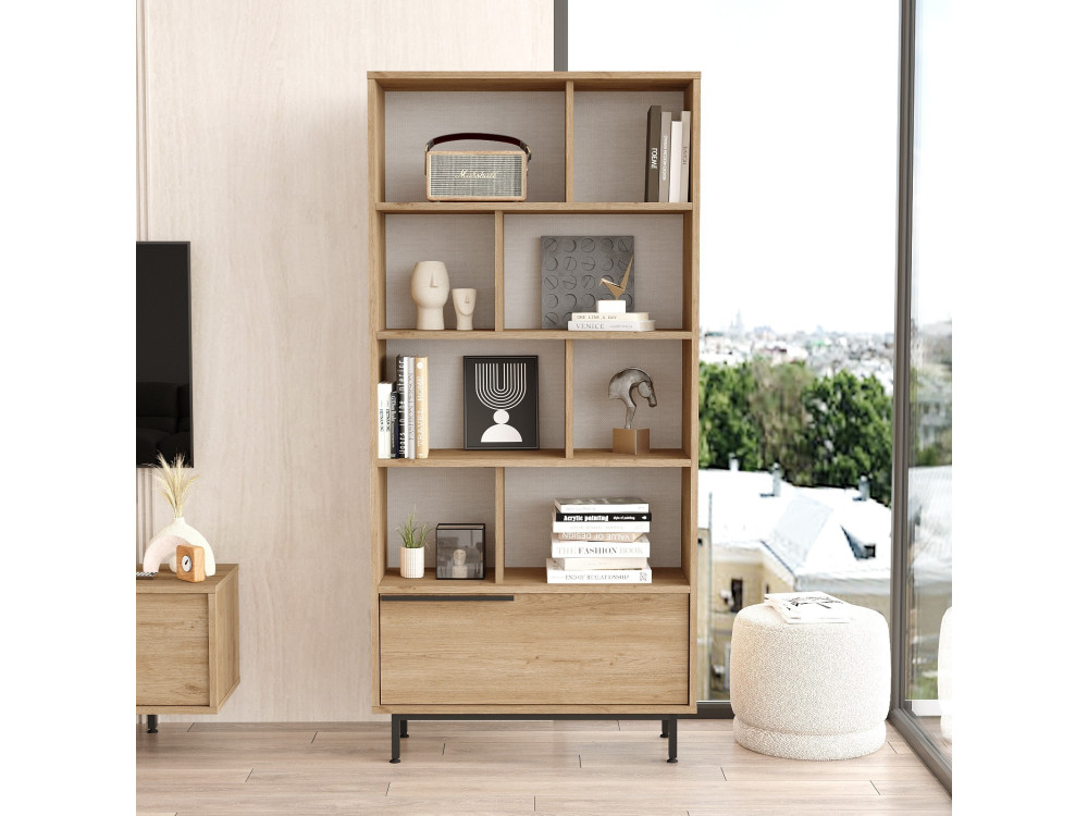 Bibliothèque en bois "Calvin" 83,9 x 29,5 x 175,6 cm - Noyer