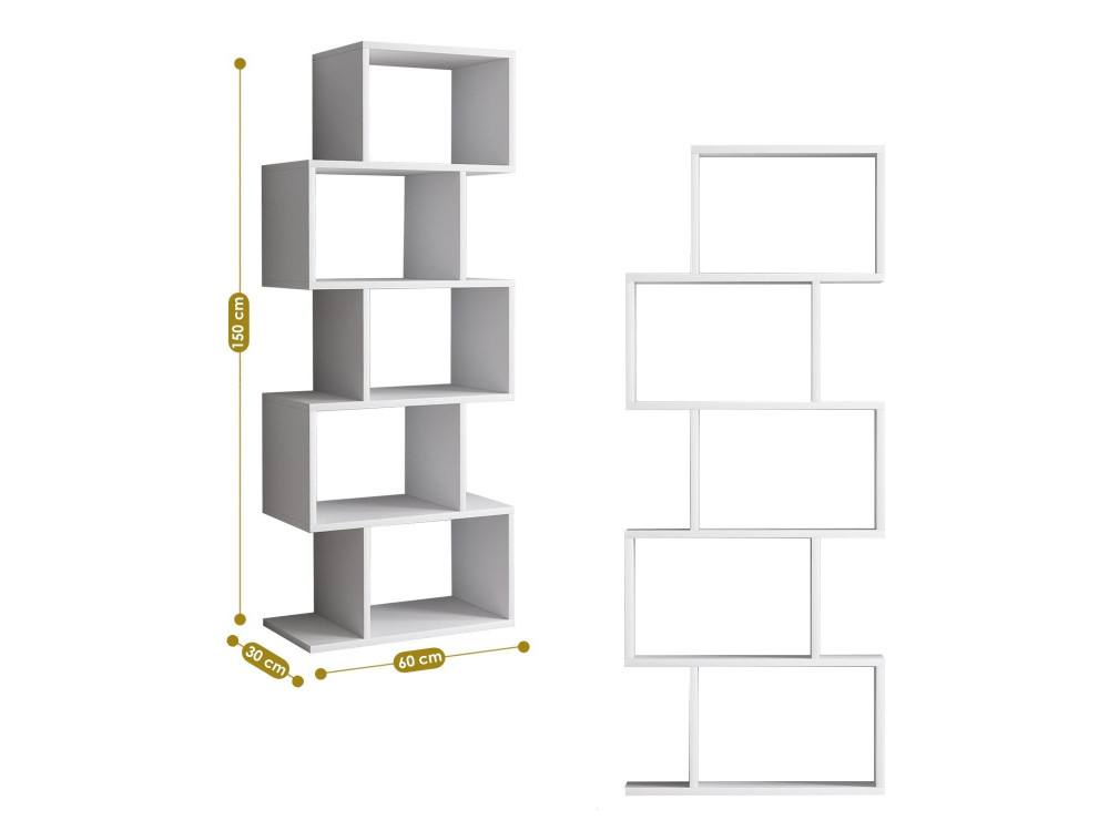 Bibliothèque en bois "Meric" 60 x 30 x 150 cm - Blanc