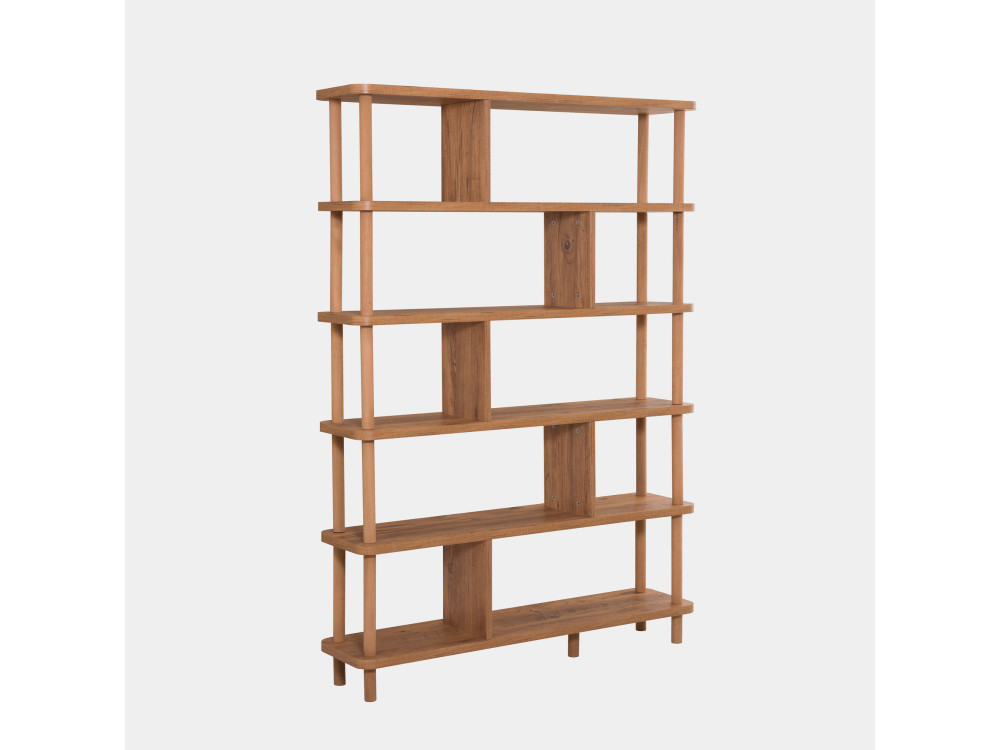 Bibliothèque en bois "Meta" - 120 x 28 x 168 cm - Marron