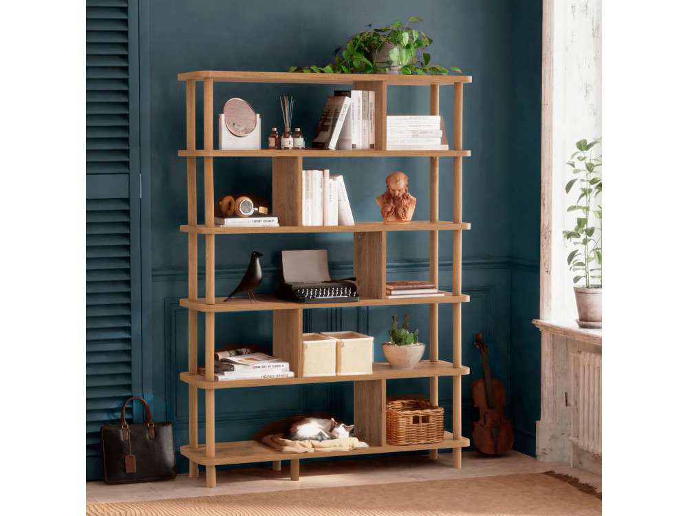 Bibliothèque en bois "Meta" - 120 x 28 x 168 cm - Marron