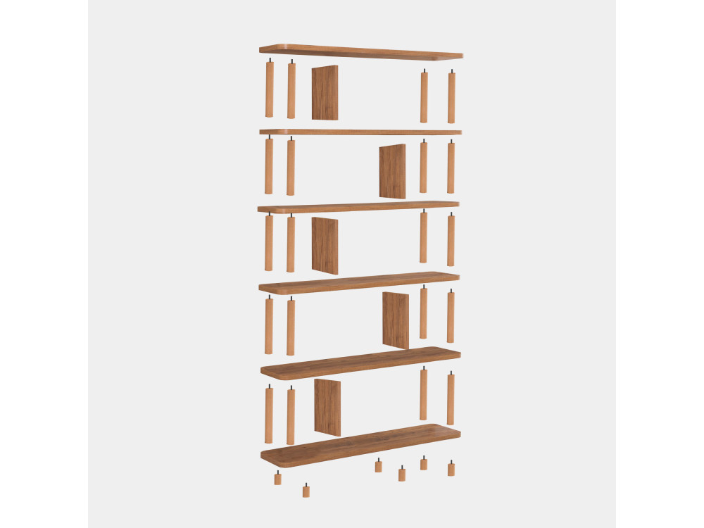 Bibliothèque en bois "Meta" - 120 x 28 x 168 cm - Marron