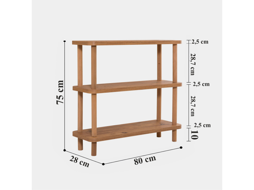 Bibliothèque en bois "Step" - 80 x 28 x 75 cm - Marron