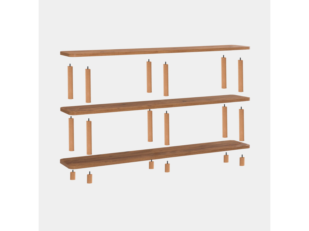 Bibliothèque en bois "Zen" - 180 x 35 x 75 cm - Marron