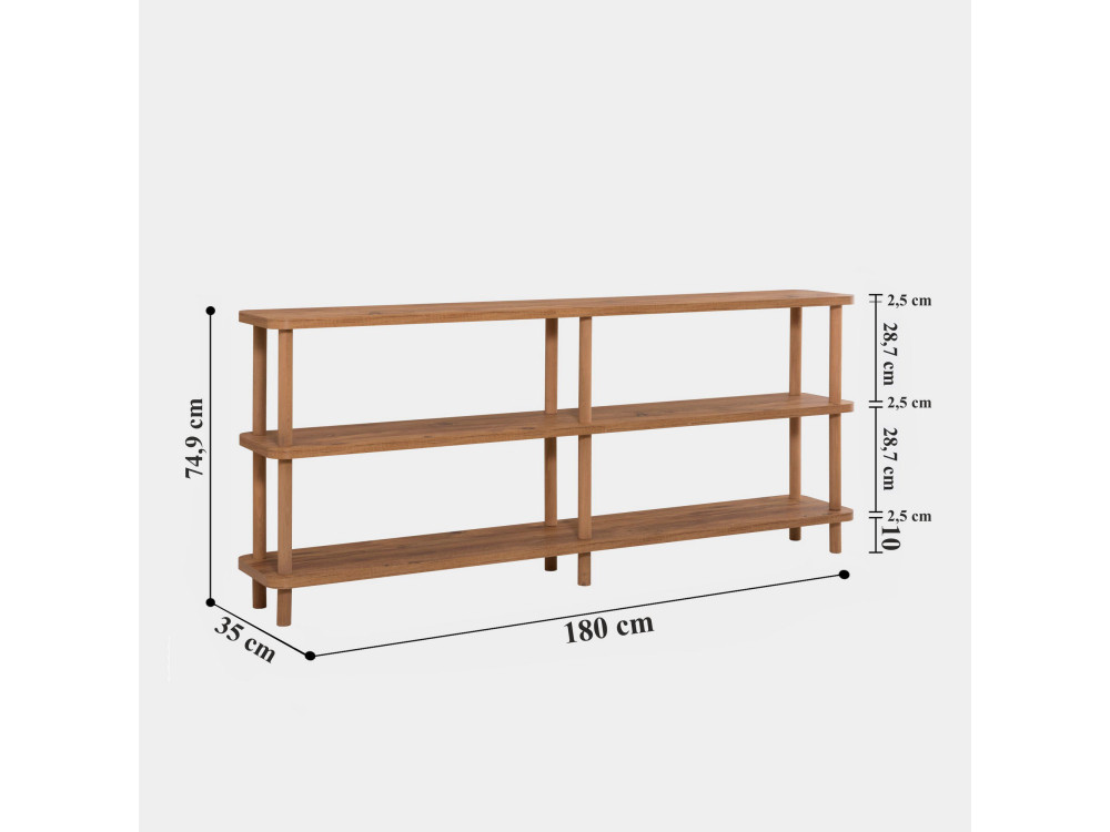 Bibliothèque en bois "Zen" - 180 x 35 x 75 cm - Marron