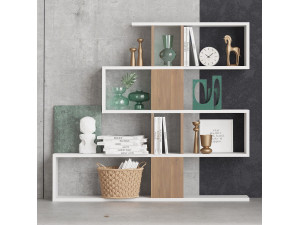 Bibliothèque en bois "Karlin" - 120 x 20 x 109 cm - Blanc 2
