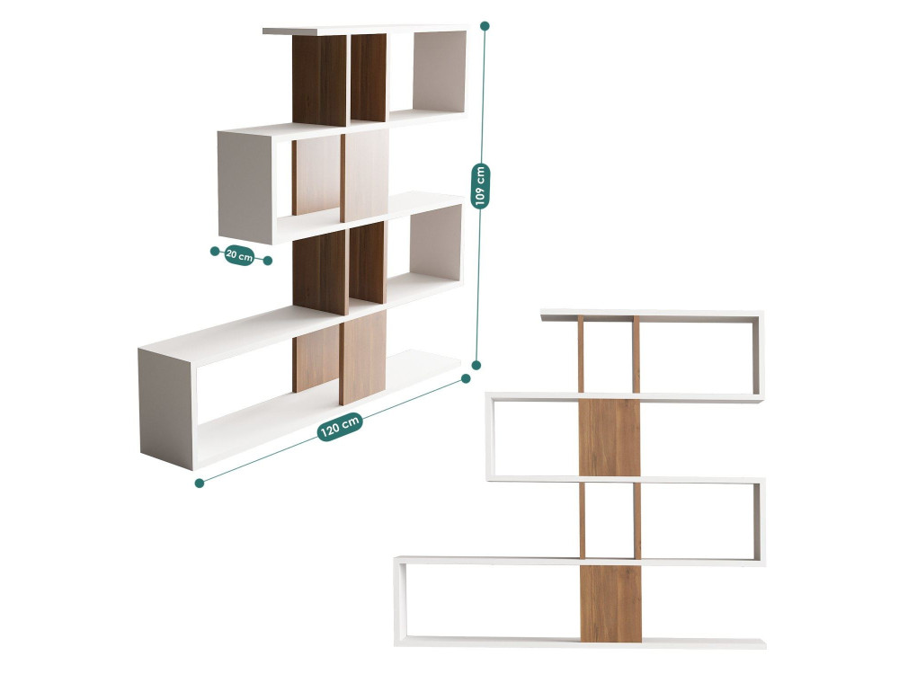 Bibliothèque en bois "Karlin" - 120 x 20 x 109 cm - Blanc
