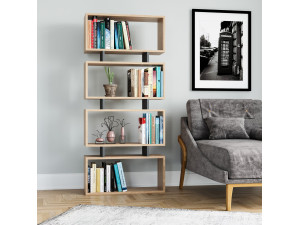 Bibliothèque en bois "Langdon" - 72 x 25 x 161 cm - Gris anthracite 2