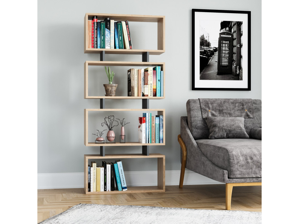 Bibliothèque en bois "Langdon" - 72 x 25 x 161 cm - Gris anthracite