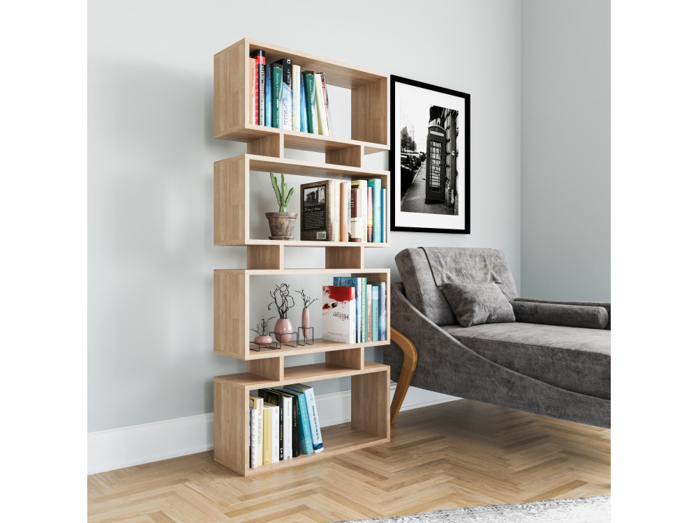 Bibliothèque en bois "Langdon" - 72 x 25 x 161 cm - Beige
