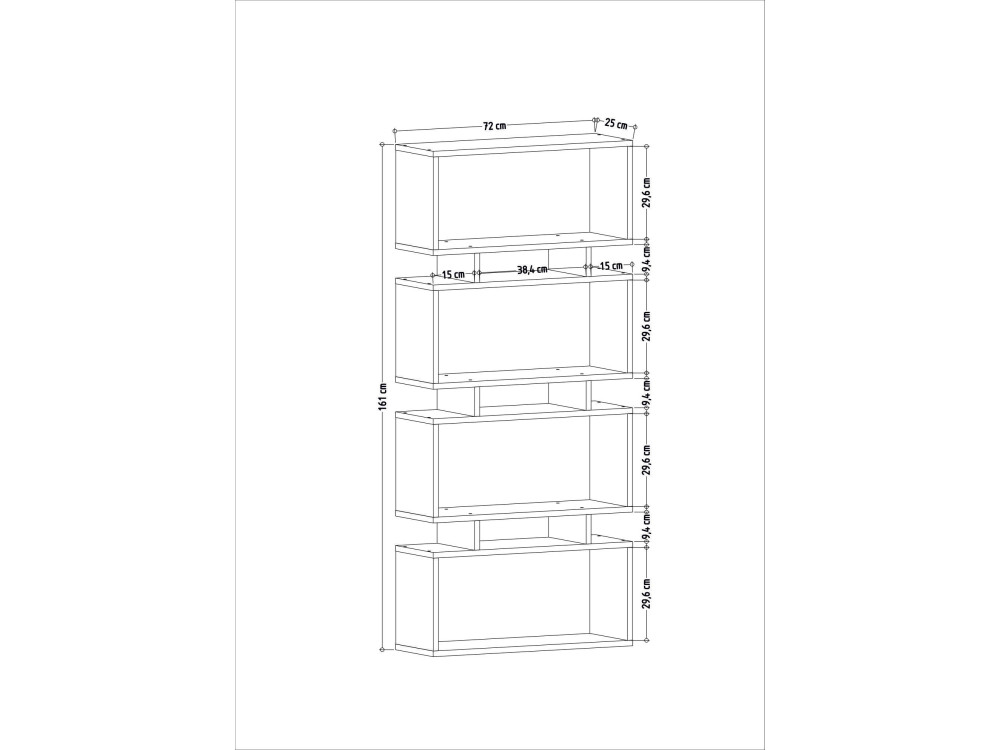 Bibliothèque en bois "Langdon" - 72 x 25 x 161 cm - Beige