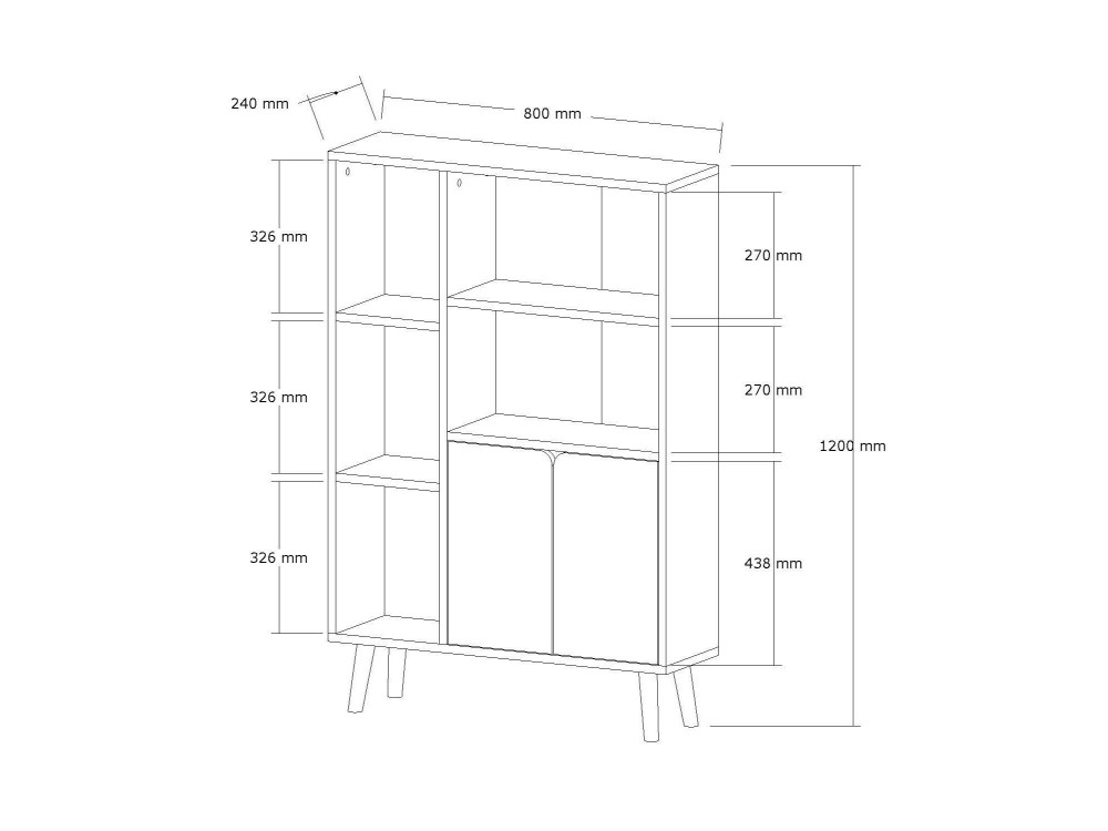 Bibliothèque en bois "Lumo" - 80 x 24 x 120 cm - Beige