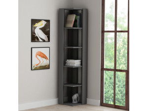 Bibliothèque en bois "Nati" - 32 x 32 x 161 cm - Gris anthracite 2