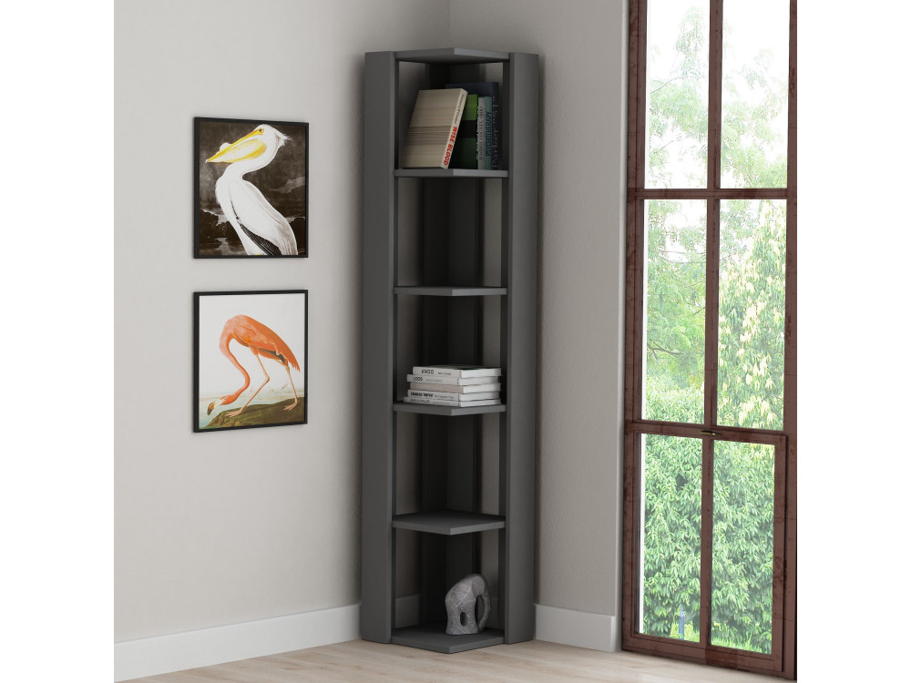 Bibliothèque en bois "Nati" - 32 x 32 x 161 cm - Gris anthracite