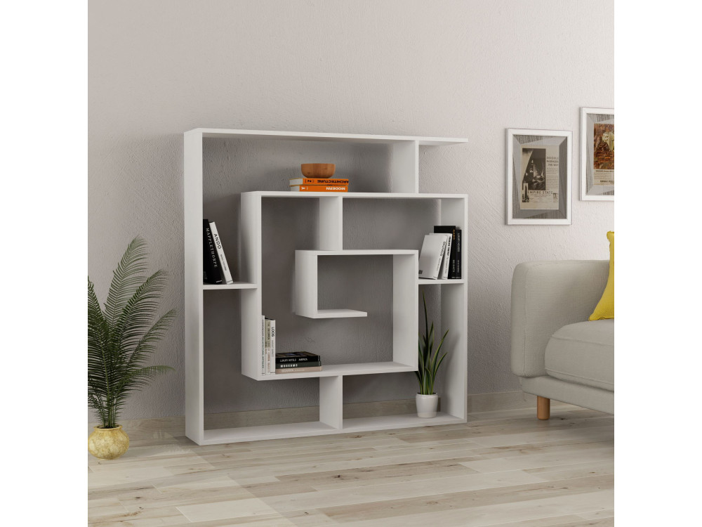 Bibliothèque en bois "Labirent" - 125 x 22 x 129 cm - Blanc