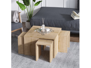 Ensemble de tables basses en bois "Ortanca" - 60 x 60 x 37 cm - Chêne Saphir 2