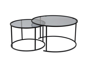 Lot de 2 tables basses en métal "Aurum" - 80 x 80 x 43 cm - Noir Gris