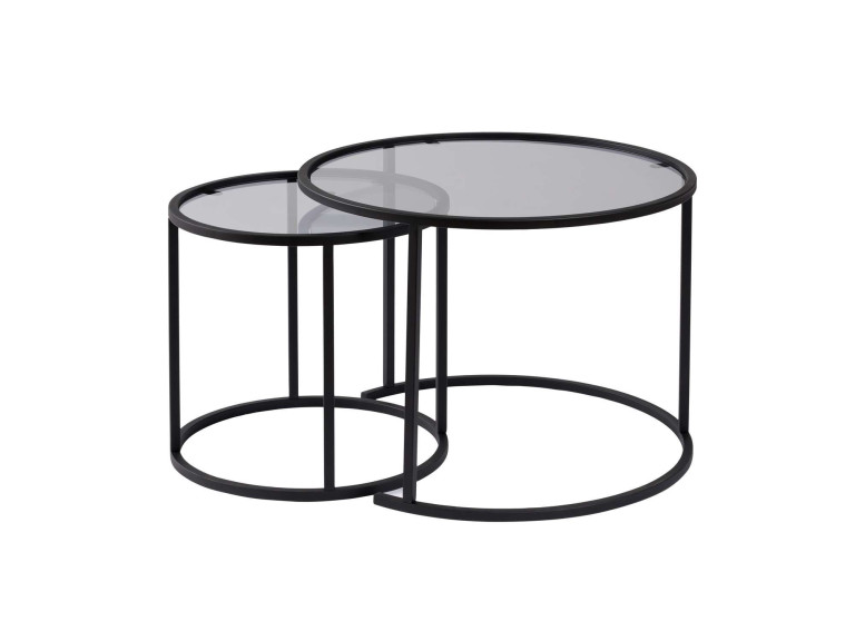 Lot de 2 tables basses en métal "Aurum" - 60 x 60 x 43 cm - Noir Gris