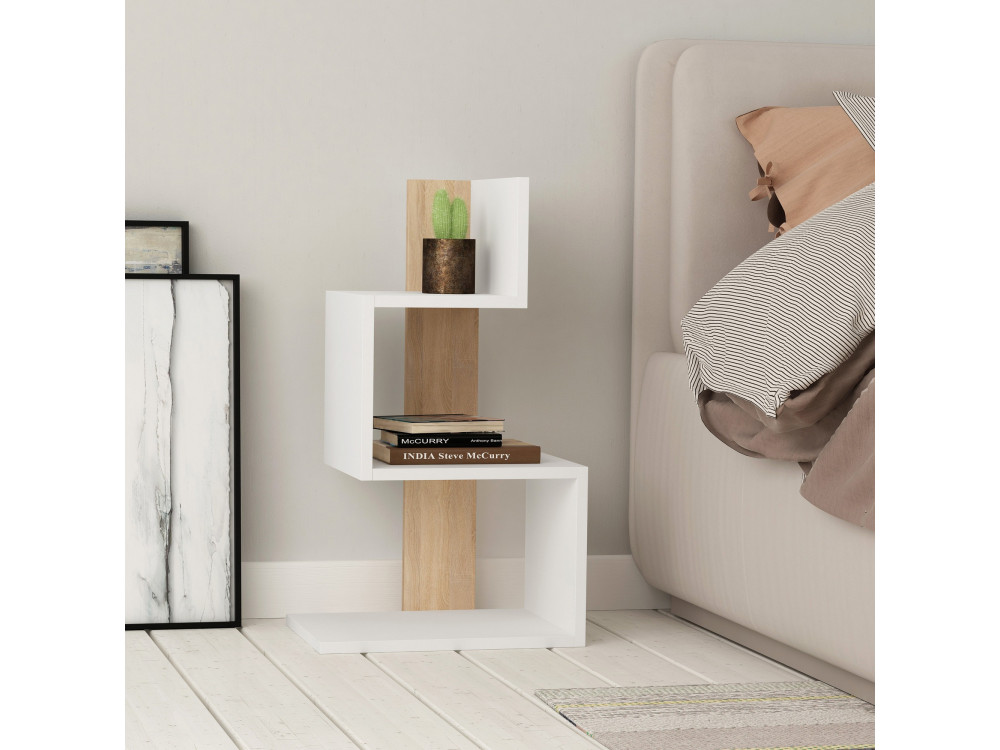 Table d'appoint en bois "Rosie" - 42 x 30 x 72 cm - Chêne blanc