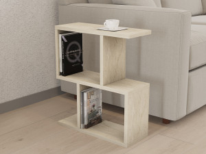 Table d'appoint en bois "Zet" - 45 x 17 x 51 cm - Travertin 2