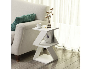 Table d'appoint en bois "Albeni" - 30 x 30 x 50 cm - Blanc 2
