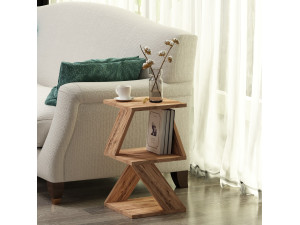 Table d'appoint en bois "Albeni" - 29 x 29 x 54 cm - Pin atlantique 2